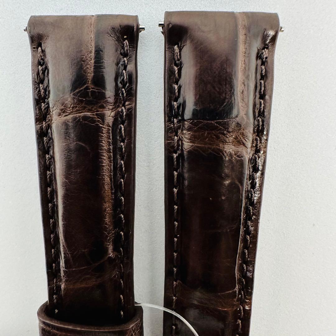 1068#18mm-16mmダークブラウン★本物クロコダイルベルト★スイス製