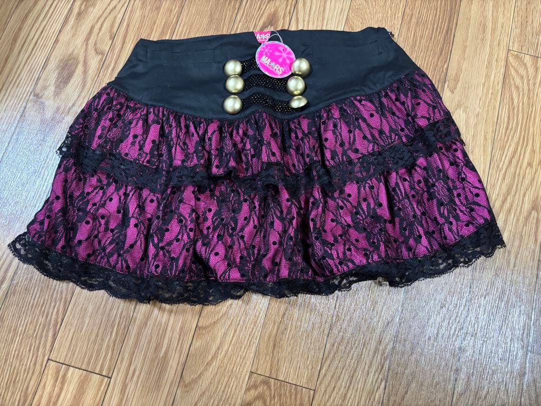 新品未使用 MARS ピンク×ブラックレース ミニスカ スカパン