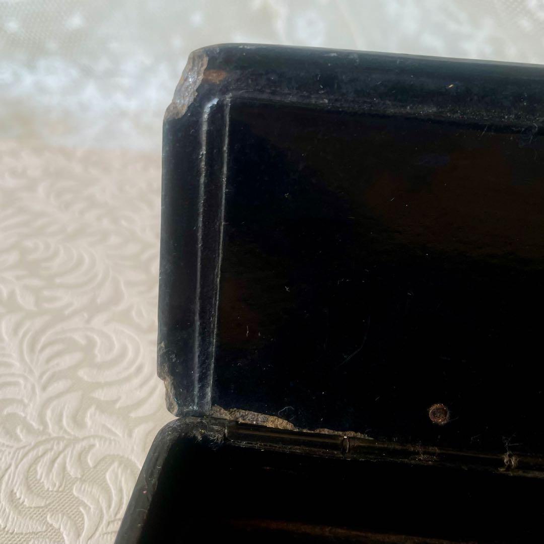 パピエマシェ小鳥柄ペンケース 筆箱　フランスアンティーク 雀　スズメ　バード