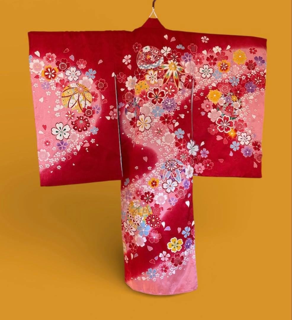 正絹　女の子お祝い着物　産着長襦袢付き　宮参り着物女児　七五三