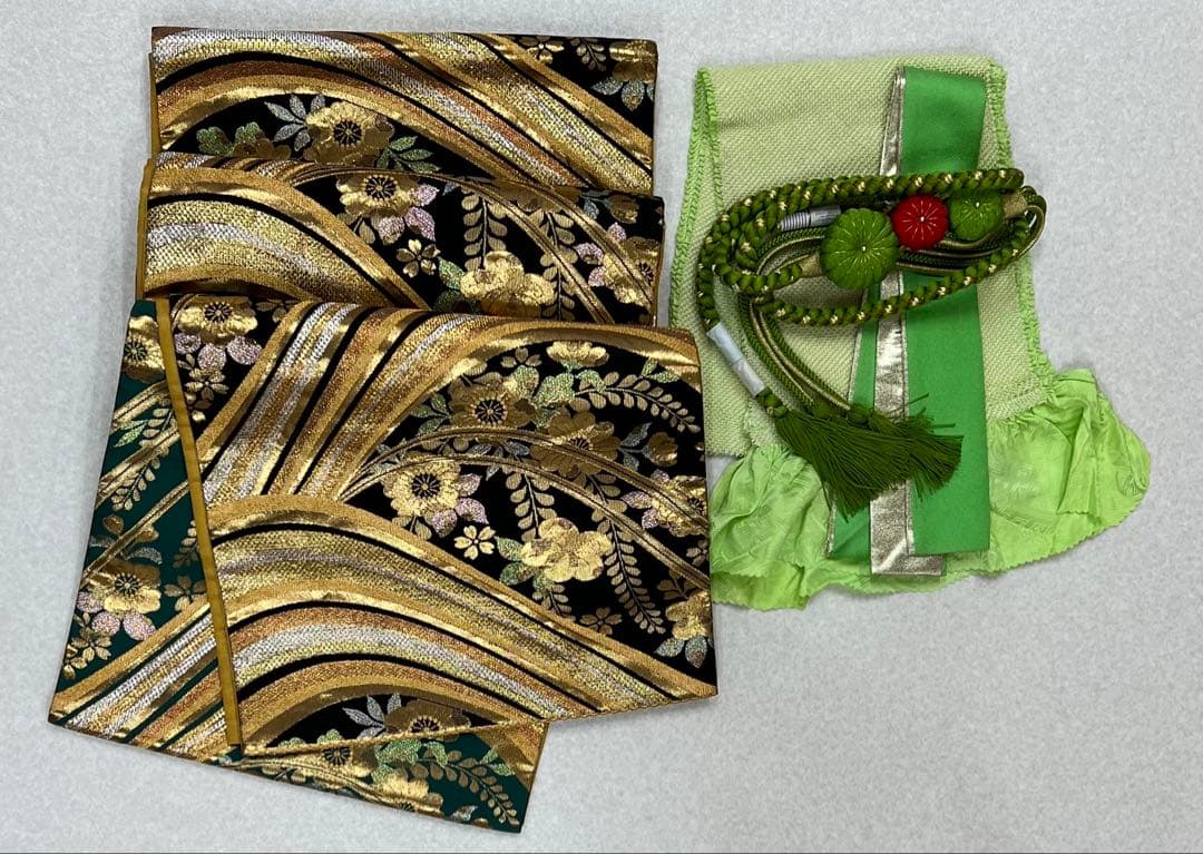 振り袖　フルセット　長襦袢付　成人式　金彩加工　刺繍入り　全通袋帯　727