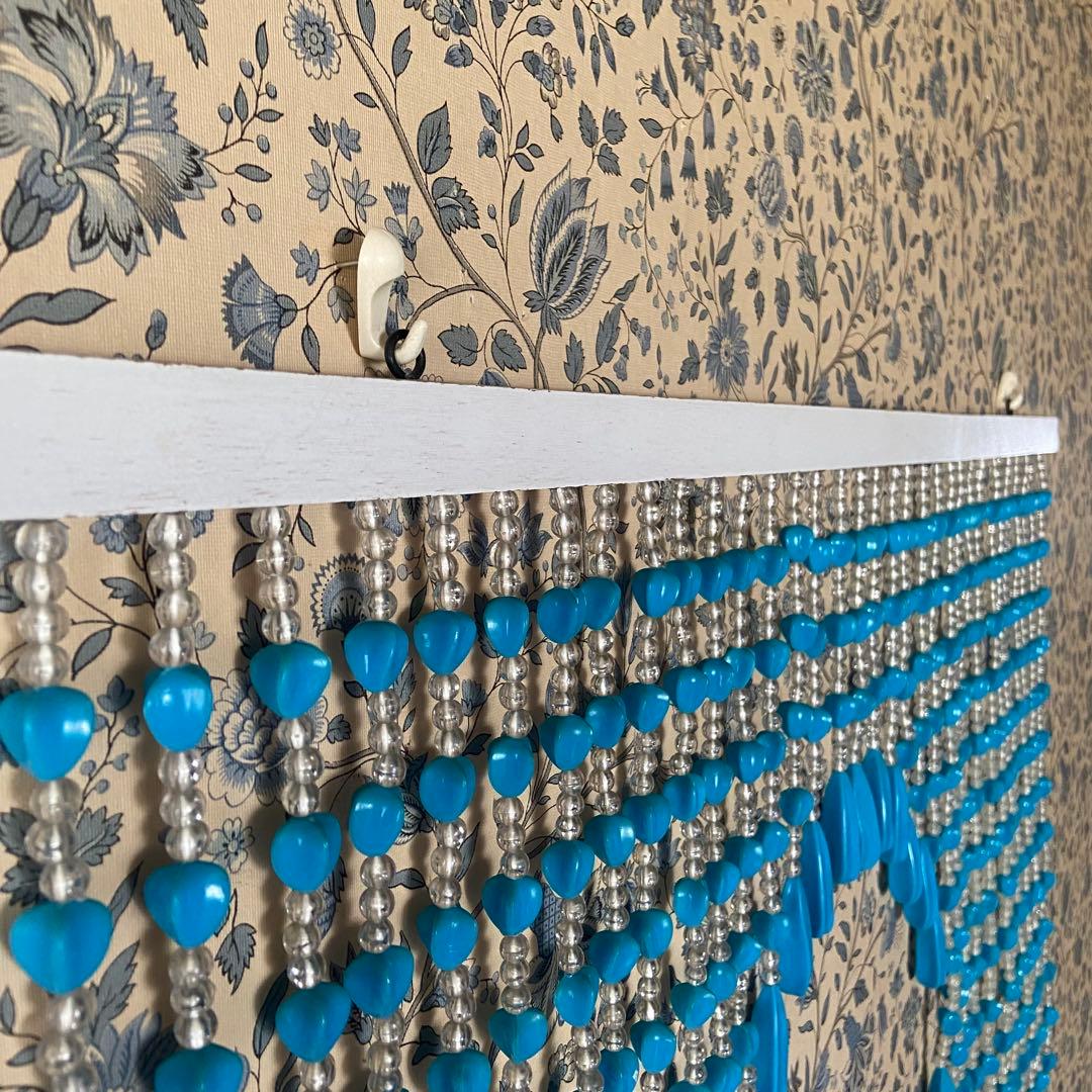 昭和レトロ　ビーズのれん　当時物　レトロポップ　ブルー