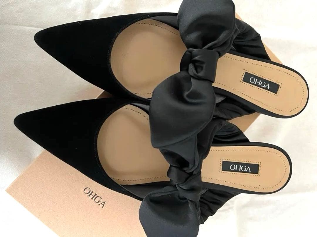 ohga ベルベットリボンパンプスL size