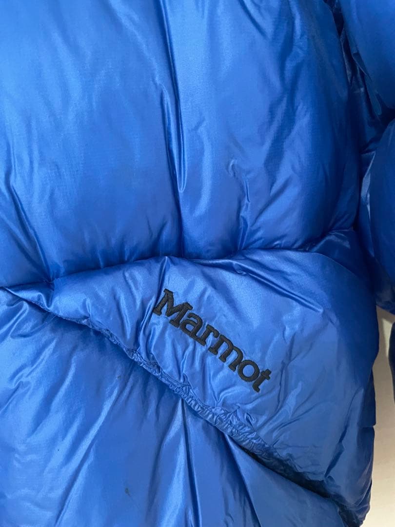 美品　marmot ジーンズファクトリー別注ダウンジャケット　Lサイズ　ブルー