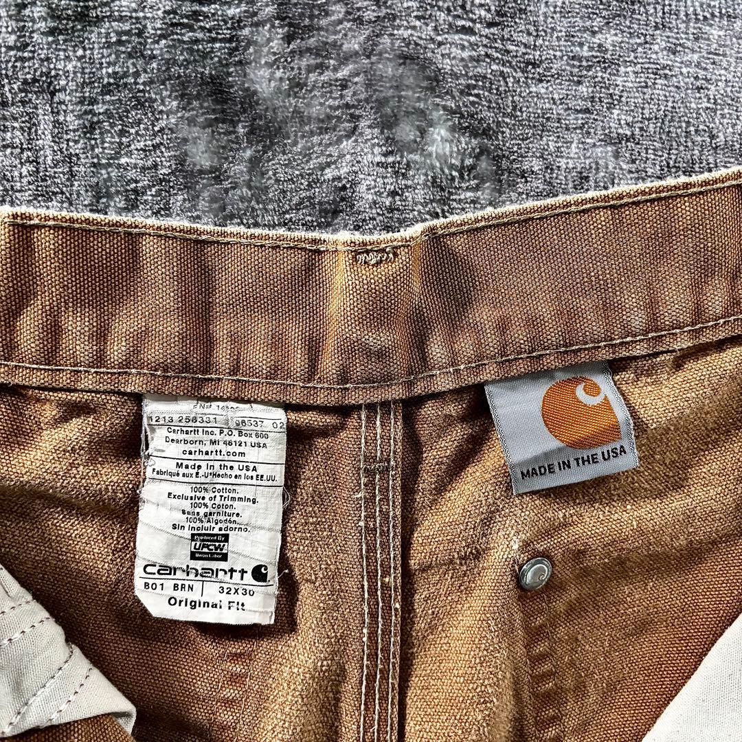 コメ欄セール！USA製 良フェード ブラウン ダブルニー 金ボタン ゆるだぼ