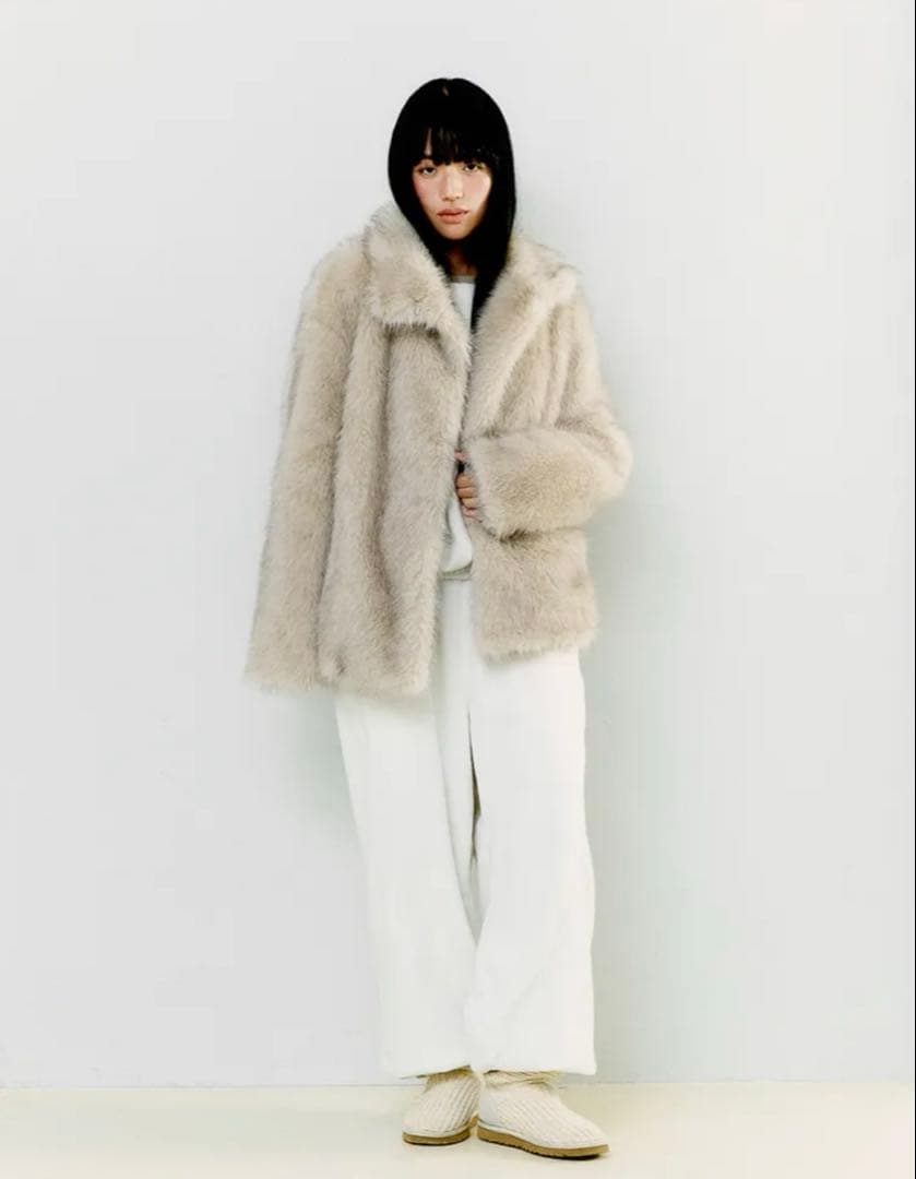 ジャケット・アウター OAFISH FLUFFY MIX FUR JACKET, LIGHT GRAY
