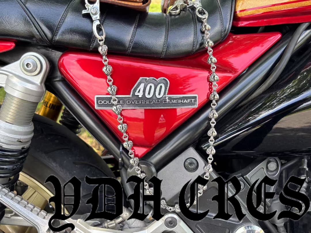 バイカー必須　ウォレット用ハート型　シルバーチェーン　TYPE3　QBKB006