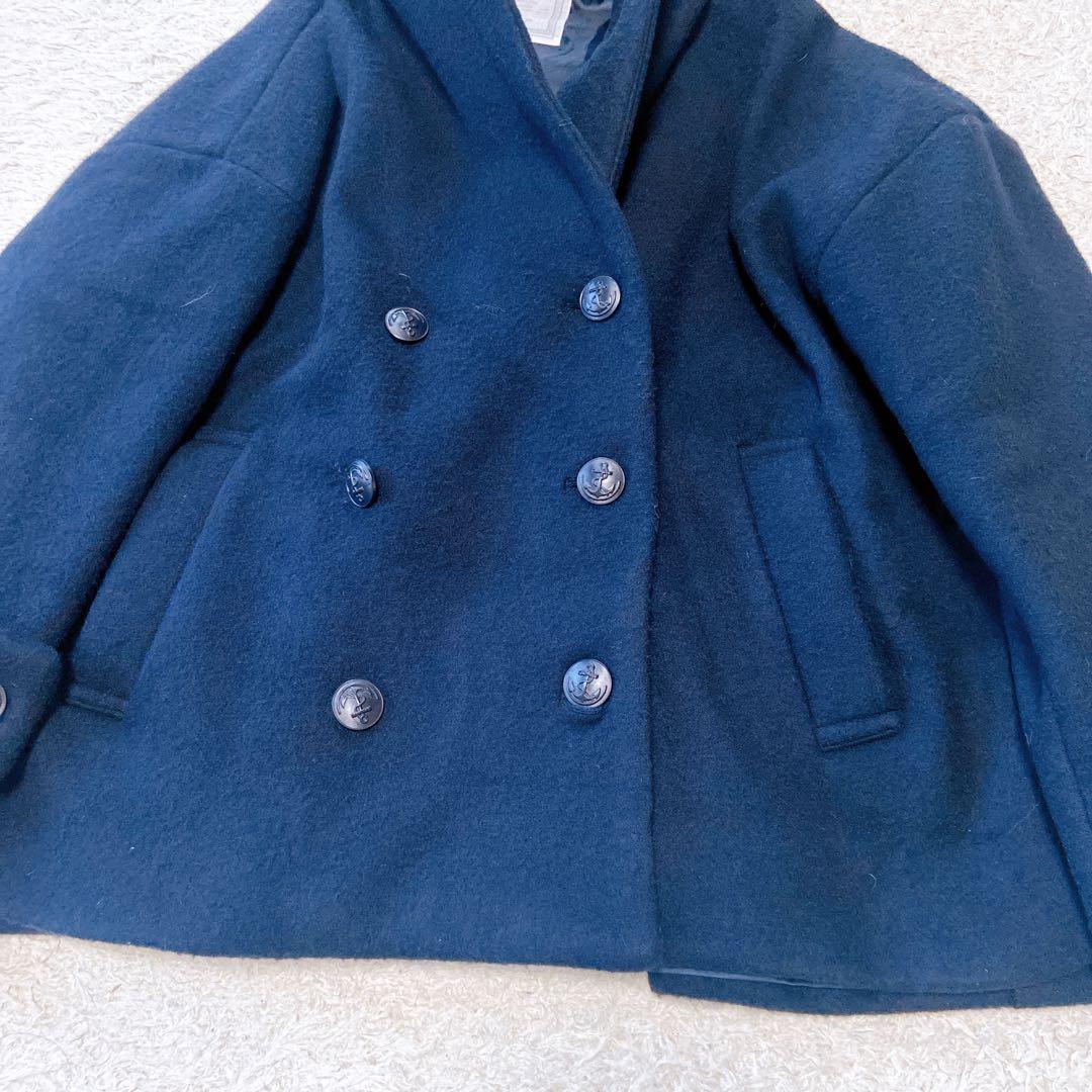 ビアズリー　フーデットウールピーコート ネイビー　フリーサイズ