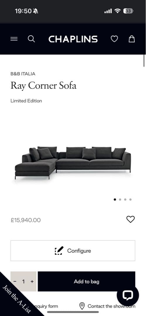 B&B Italia Ray コーナーソファー