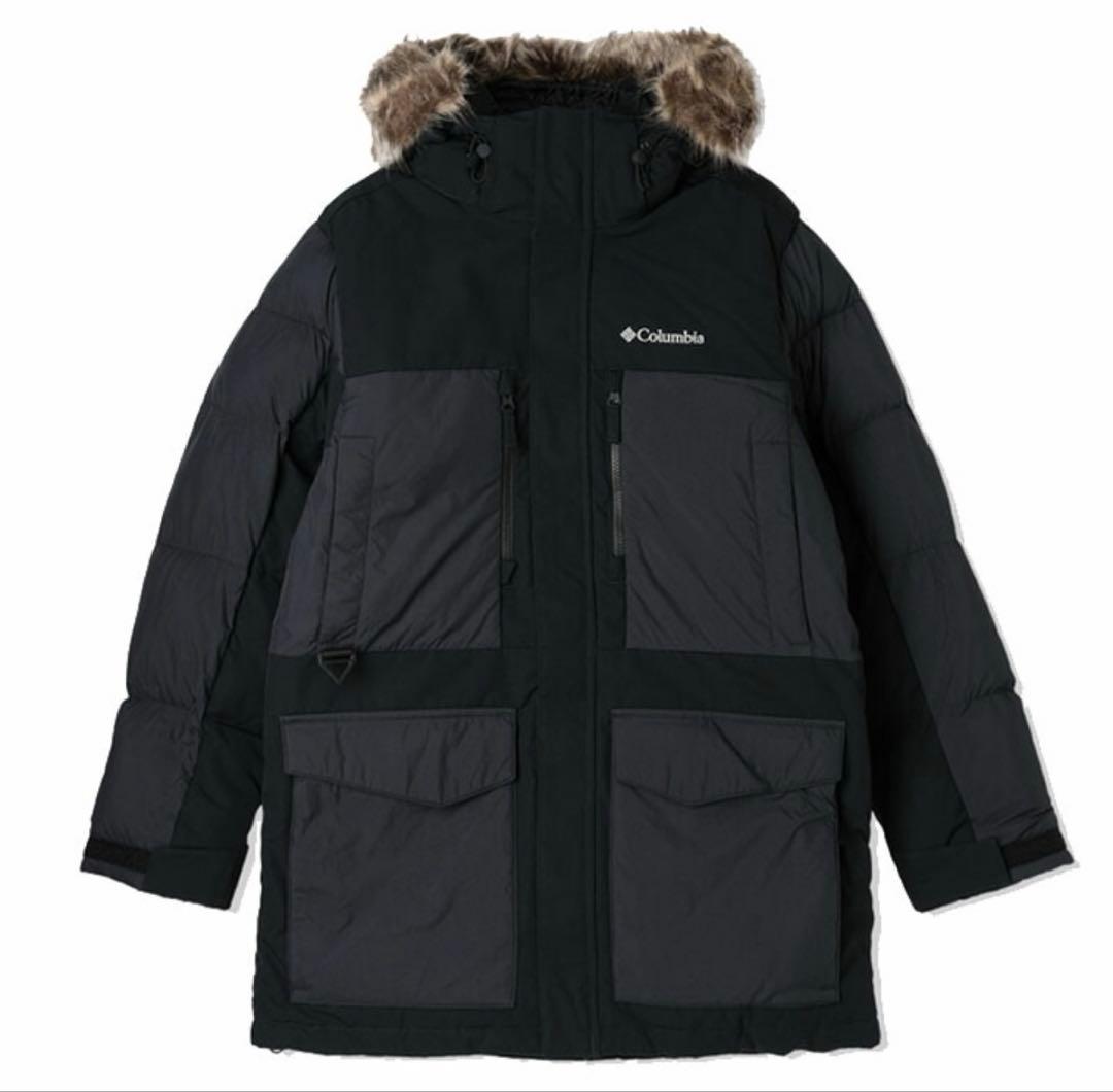 美品★コロンビア メンズ XL ダウンジャケット オムニヒート フード ファー付
