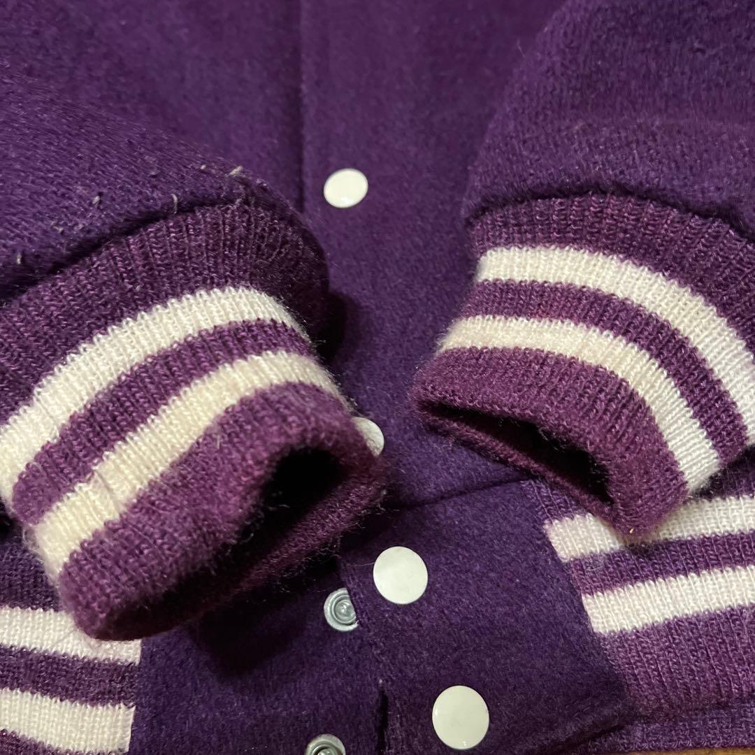 ヴィンテージスタジャン　 70s チェーン刺繍 Lサイズ　パープル