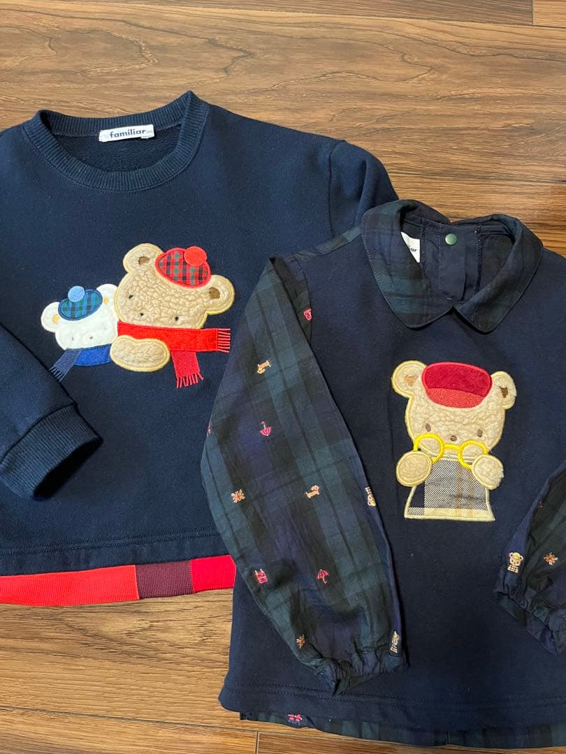 美品 familiar クマ刺繍 トレーナー 100センチ 2セット