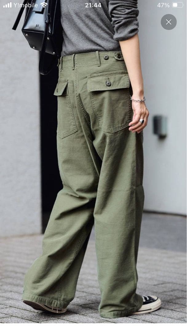 FRAMe WORK ミリタリースラブ バックサテンベイカーパンツ