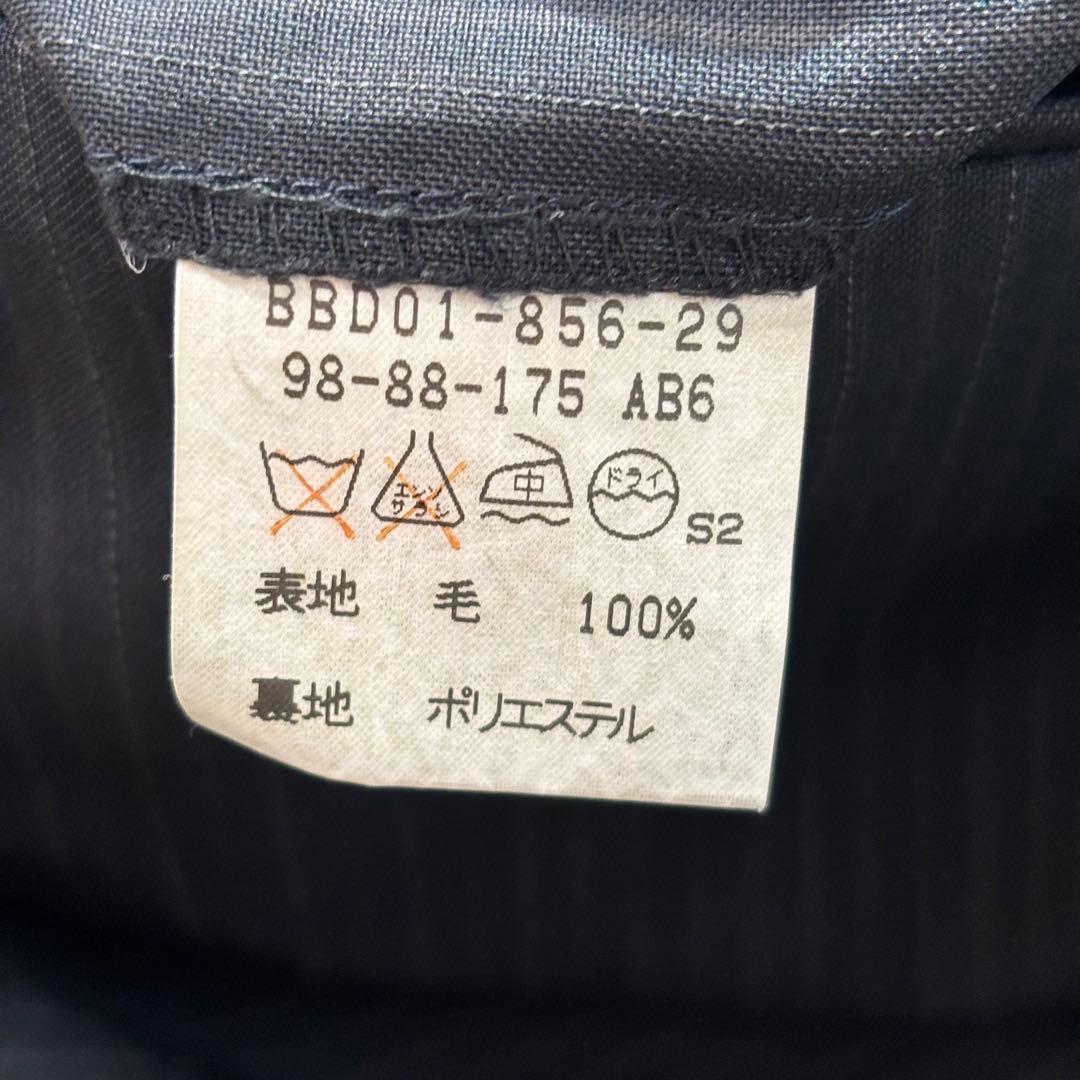 バーバリー スーツ セットアップ モヘヤ混 Lサイズ 黒 ビジネス ストライプ