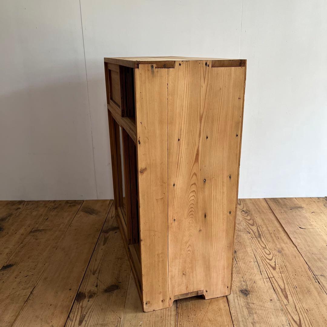 アンティーク ガラス戸棚 水屋箪笥 水屋 食器棚 無塗装 無垢材 キャビネット