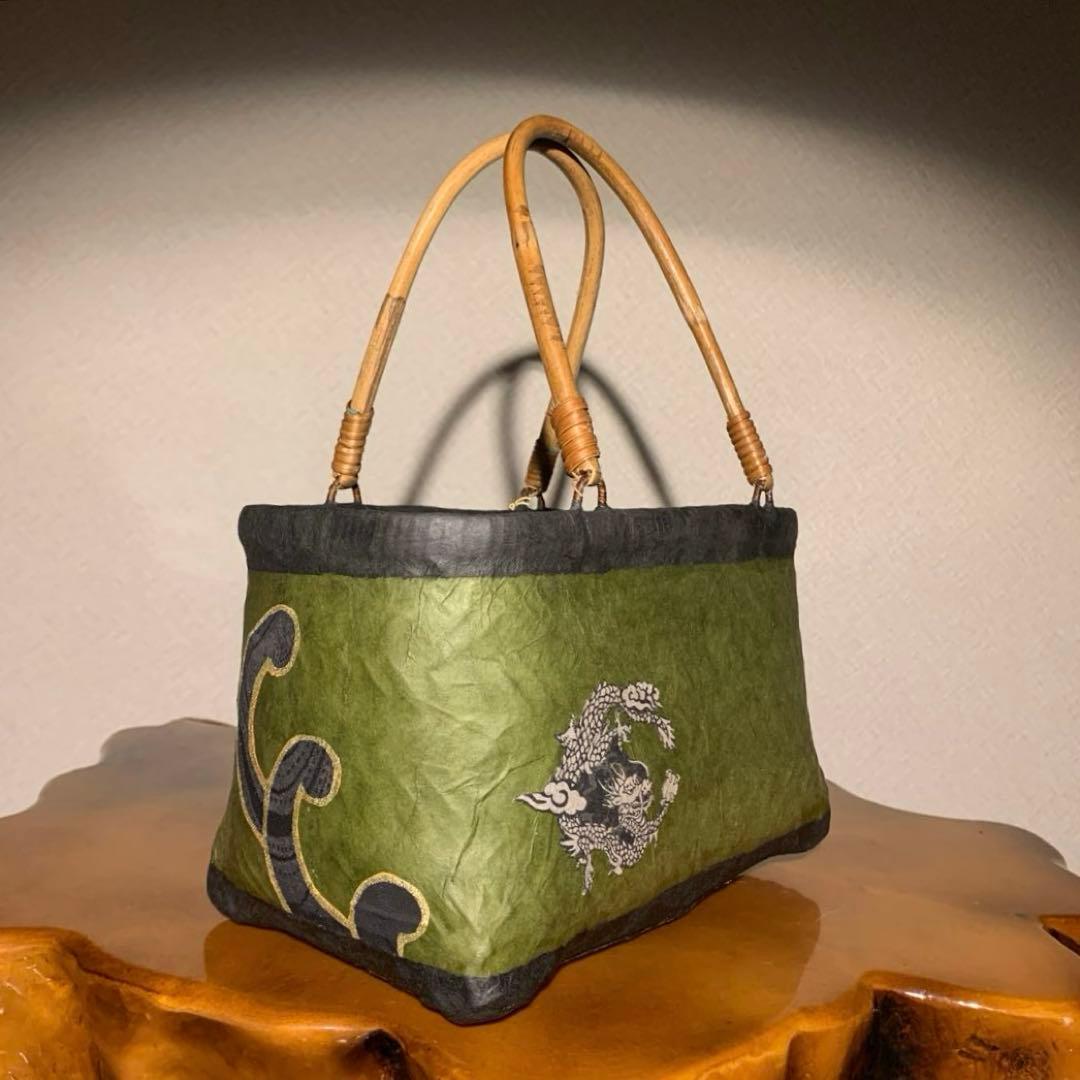 な*お様 ＊一閑張りバッグ（龍神）柿渋染