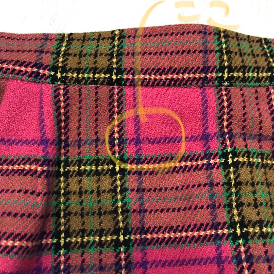 バブリースーツ セットアップ ピンク チェック 昭和レトロ 金ボタン