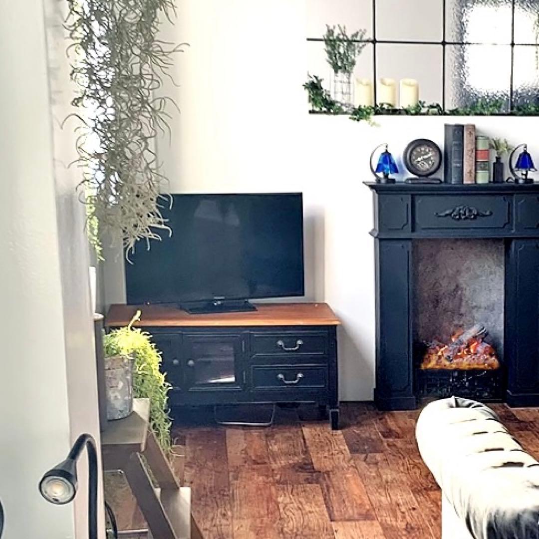 生産終了希少 テレビ台 ローボード アンティーク調 黒 幅90cm テレビボード