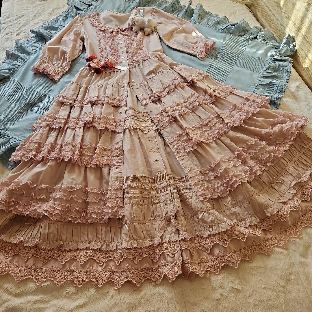 ★ピンクハウス★❤️阪神限定被せ段々ミディワンピース✨ピンク✨綿ローン