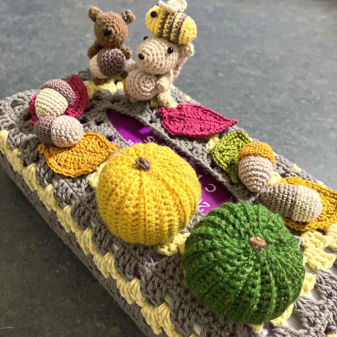 ハンドメイド☆ボックスティッシュカバー☆ティッシュケース☆かぎ針編み