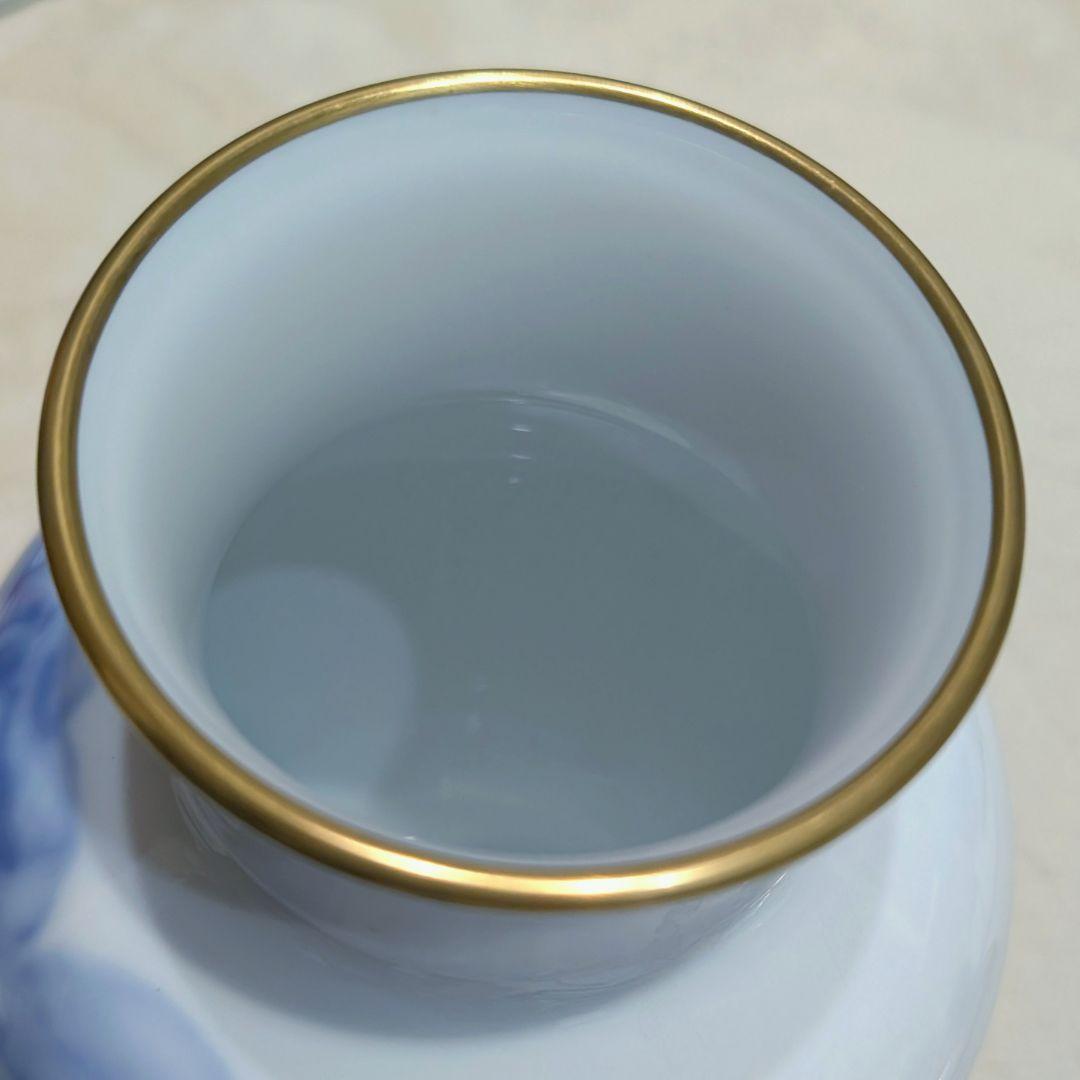 新品 大倉陶園 ブルーローズ ノリタケ 花瓶 フラワーベース 花器 白磁