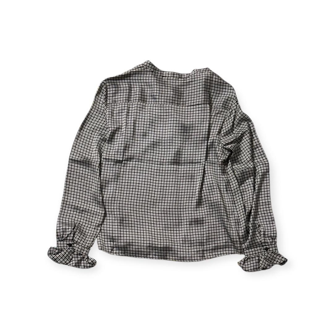 新品　ナラカミーチェ　サテン幾何プリントフリル長袖ブラウス　サイズ４　3L 15