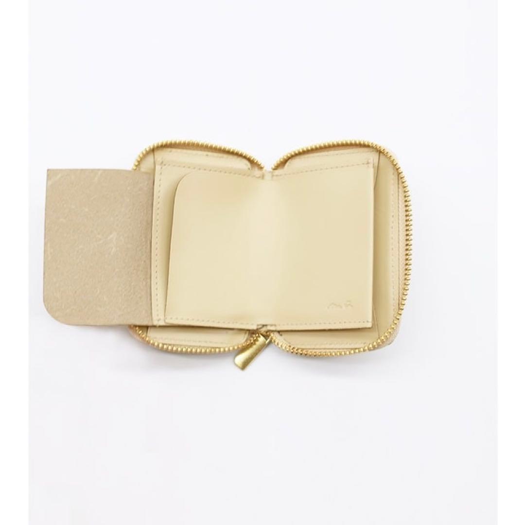 新品未使用 NADAYA mu本革 コンパクト財布 HAKU ゴールド