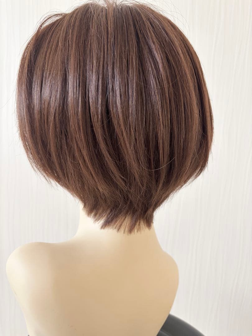 【のぶちゃんＳサイズ】人毛MIXフルウィッグ　ブラウン ショートボブ