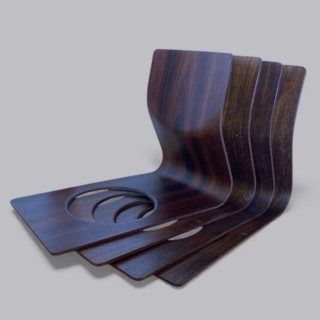 ４脚　天童木工　チェア　曲木　ローズウッド tendo 旧ロゴ　プライウッド