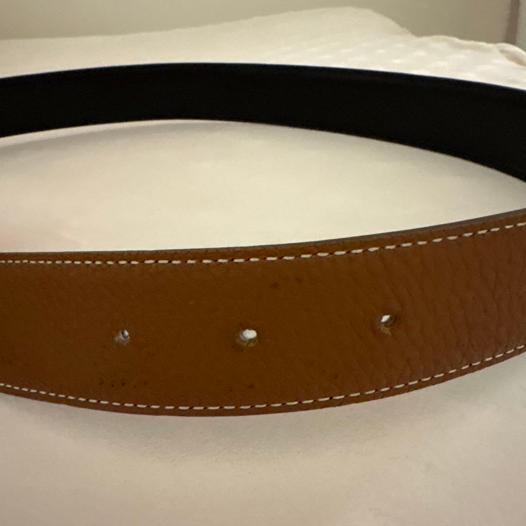 最終お値下げHERMES H型バックル ブラウンレザーベルト