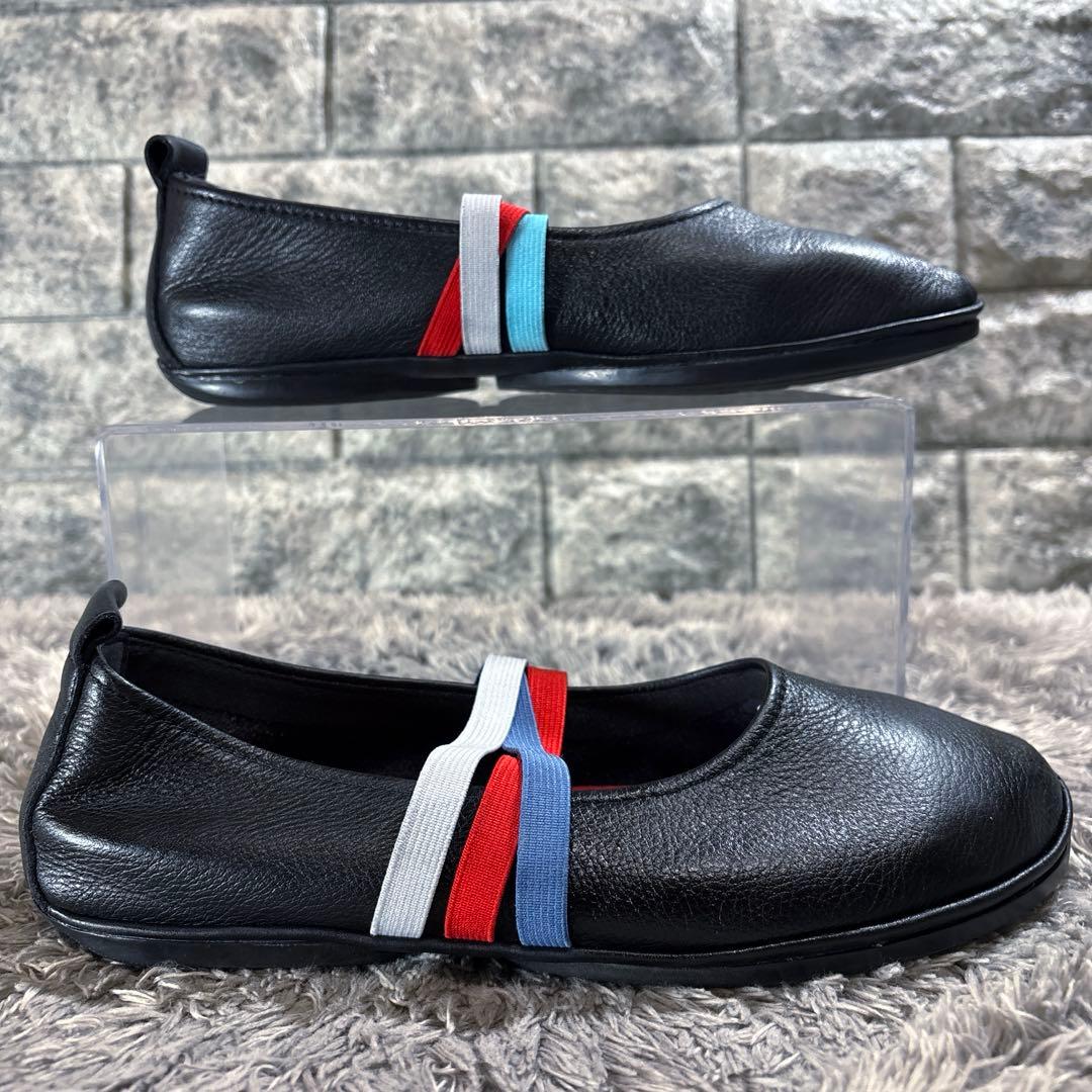 CAMPER カンペール TWINS レザー フラットシューズ 38 黒