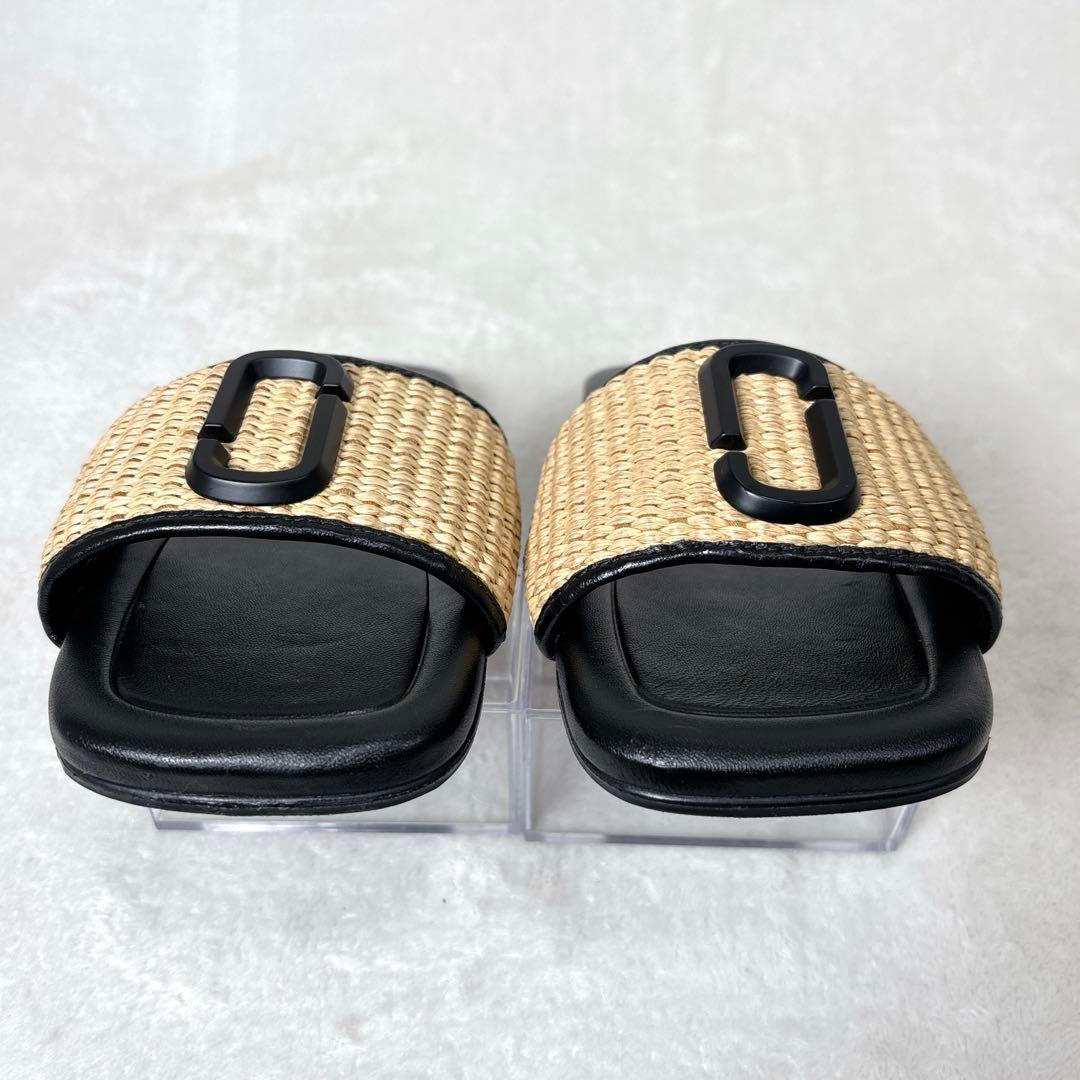 【美品】MARC JACOBS ラフィア サンダル 黒 35 レディース 靴