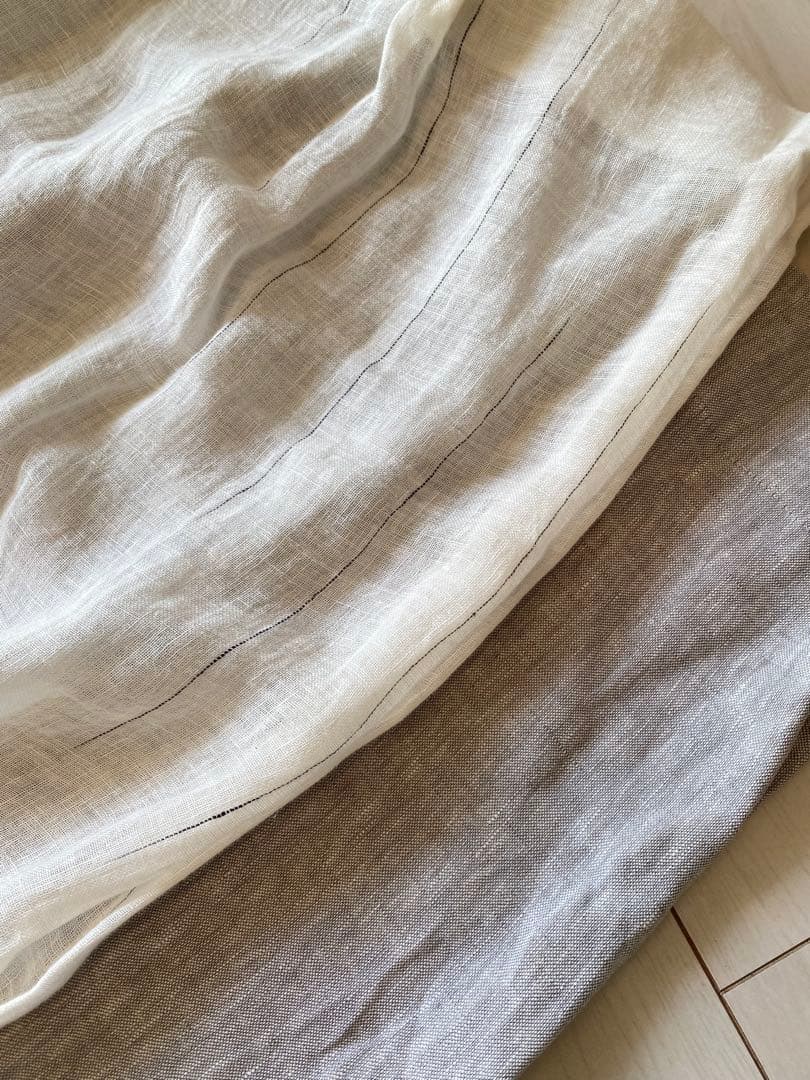 モモナチュラル リネンカーテン ホワイト グレー