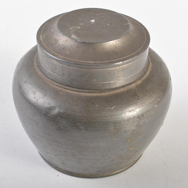 煎茶道具　鮎銅銘　古錫　茶壷　茶心壷　約242g　D　R7114