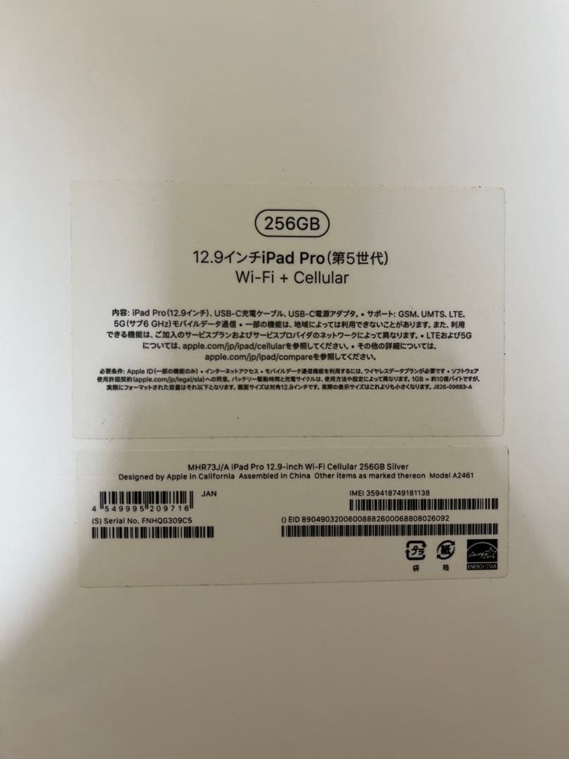 iPad Pro 12.9インチ 第5世代 セルラー 256GB ケース付