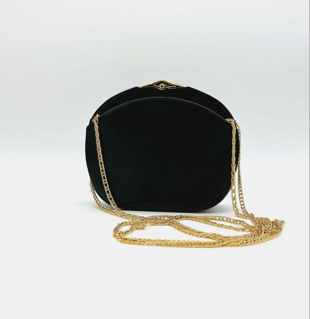 【Cartier】　ショルダーバッグ　濃紺色　ゴールド金具