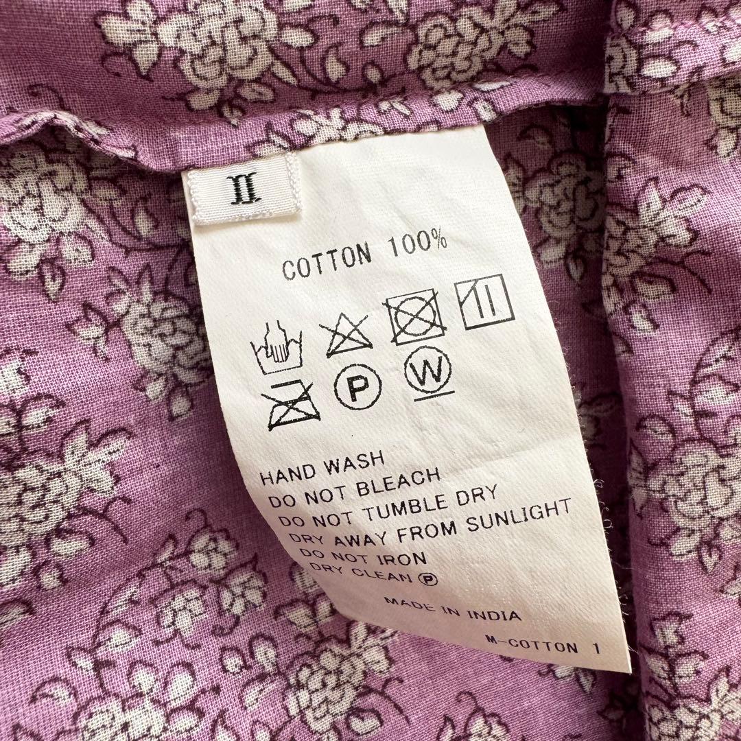 メゾンドソイル　ロングワンピース　ピンタック　花柄　2　Vネック　紫　インド製