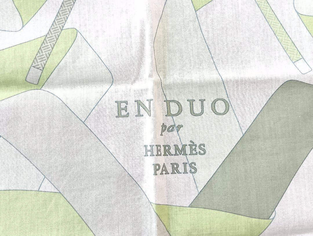 181 HERMÈS エルメス EN DUO ハンカチ コットン