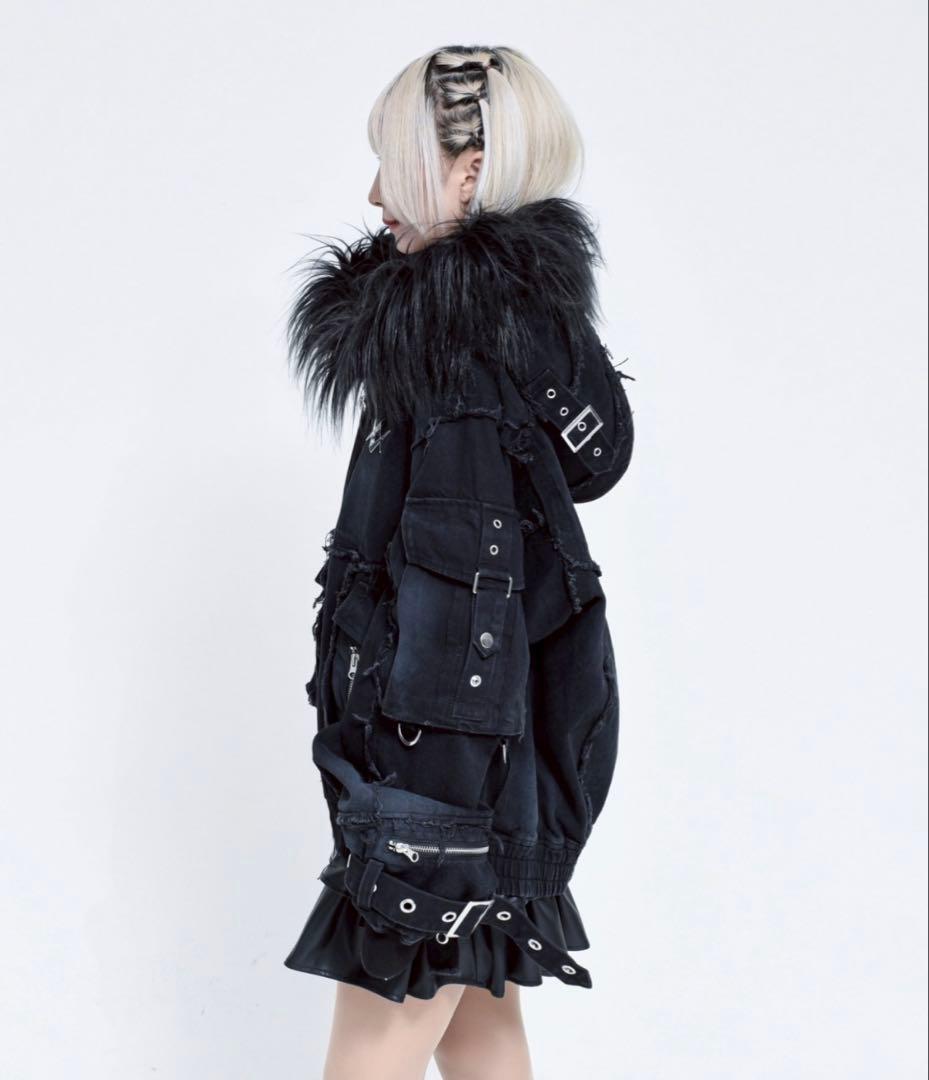 美品 完売品 REFLEM レフレム デニムフリンジN2Bジャケット ブラック