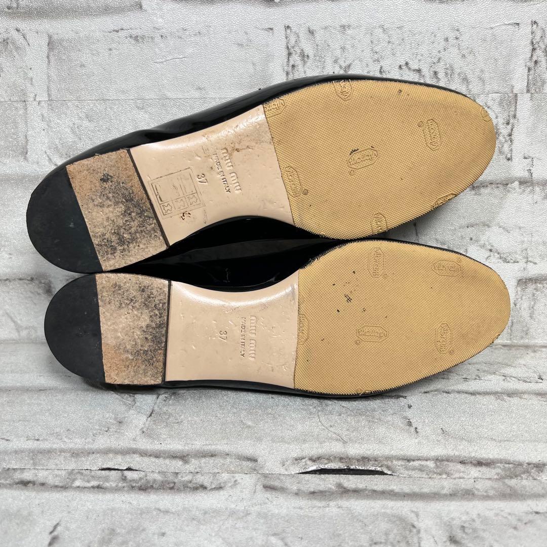 【美品】 miumiu エナメル パンプス ローファー ブラック