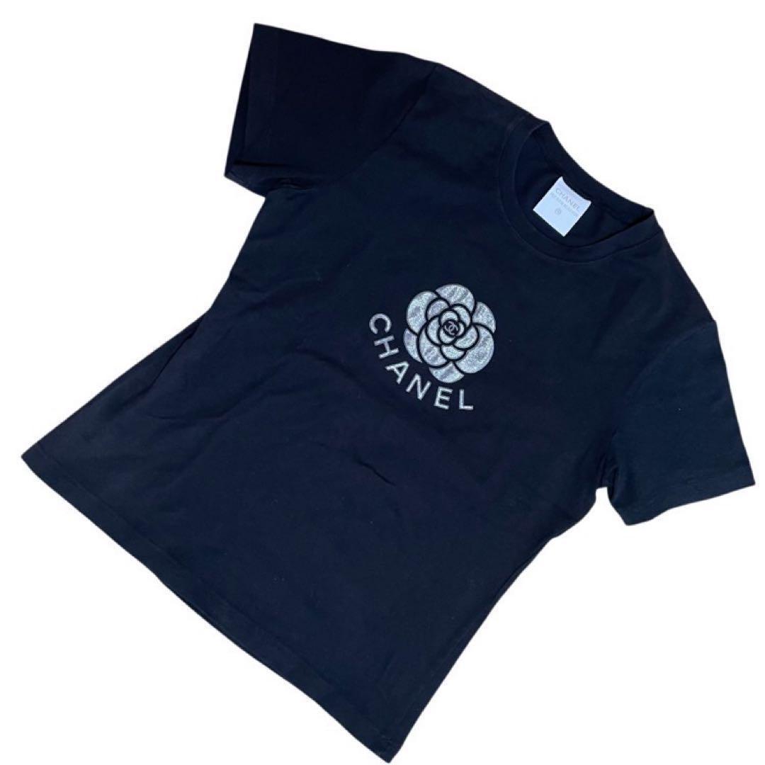 CHANEL シャネル　カメリア　Tシャツ　黒