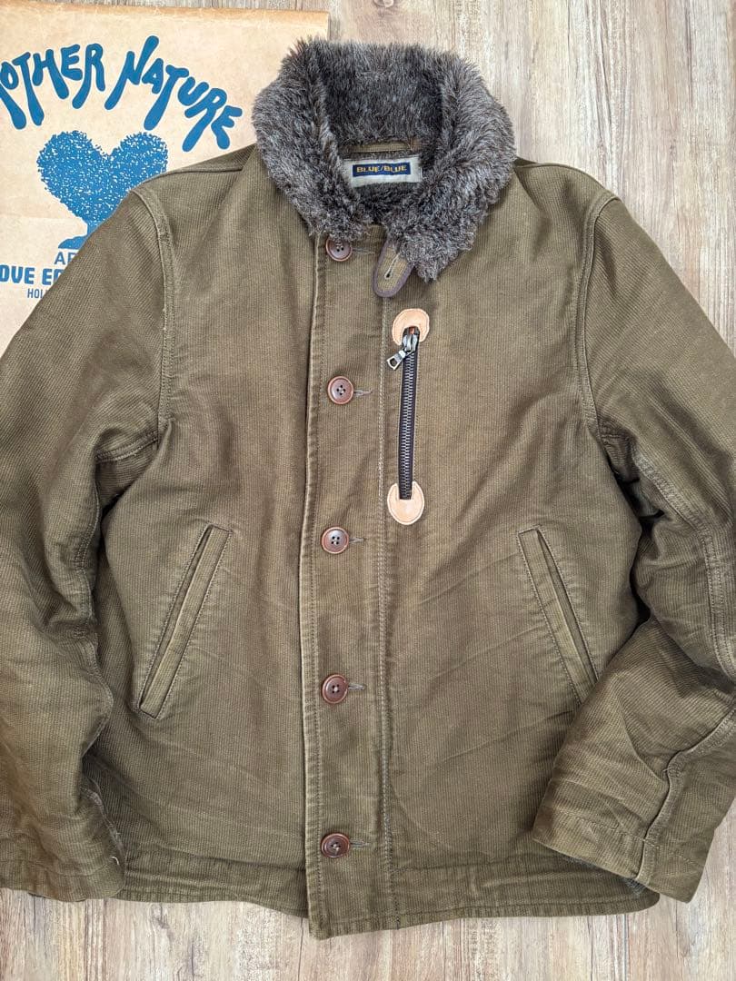 BLUE BLUE(ブルーブルー)ジャーマンクロスデッキジャケット M カーキ