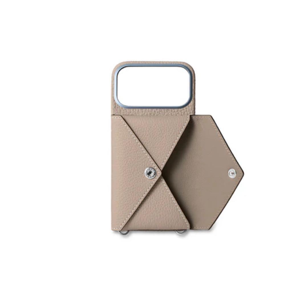 美品 ボナベンチュラ iPhone17Pro ケース グレージュ カードケース