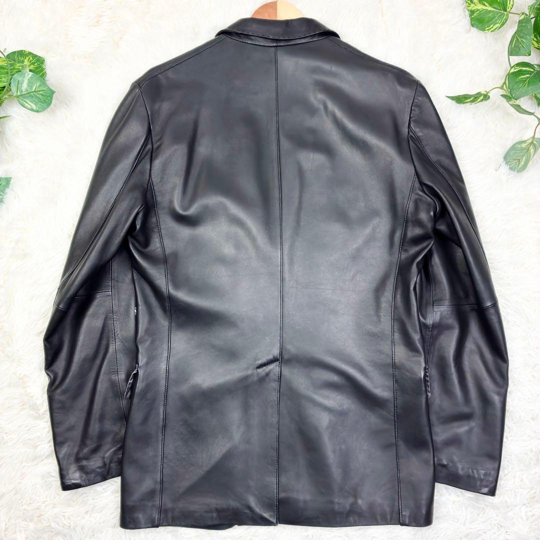 美品　ソルティッソ　ラムレザー　アンコンジャケット　カギフック　メタルボタン　L