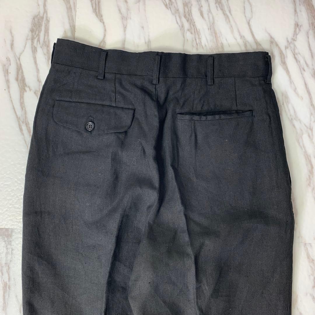 90s コムデギャルソンオム リネンツータックスラックス S ブラック 日本製