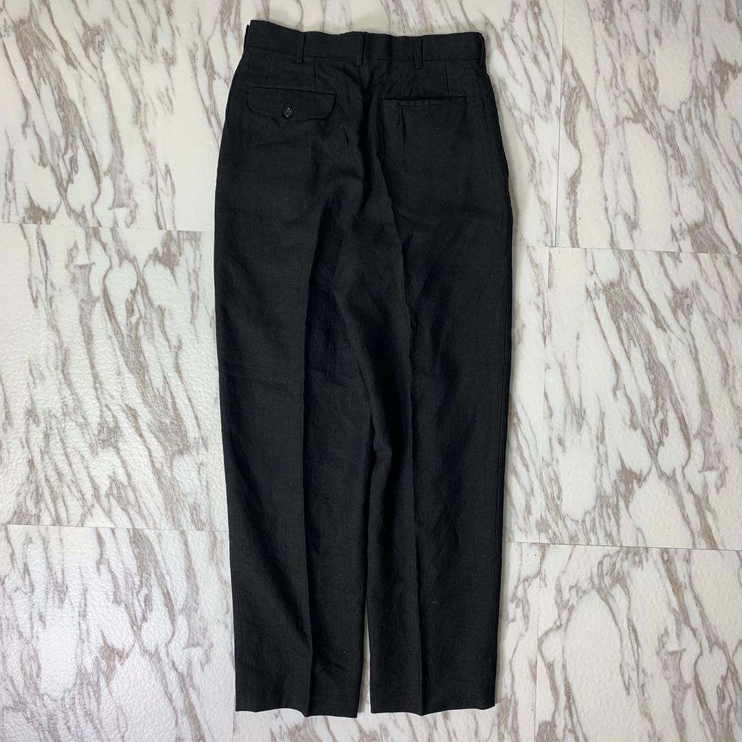 90s コムデギャルソンオム リネンツータックスラックス S ブラック 日本製