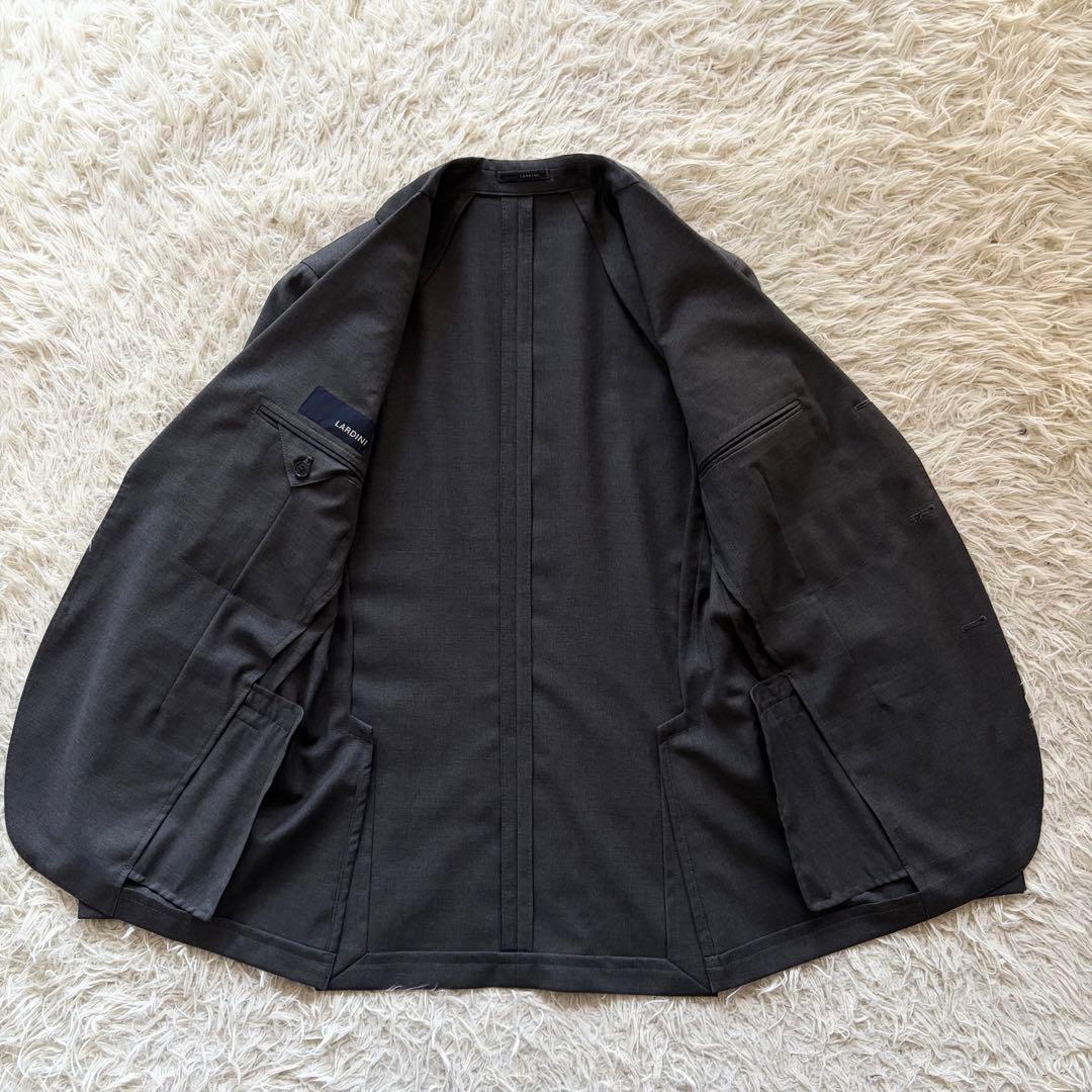 <極美品>LARDINI ダークグレー 3ピース ウール スーツ サイズ46