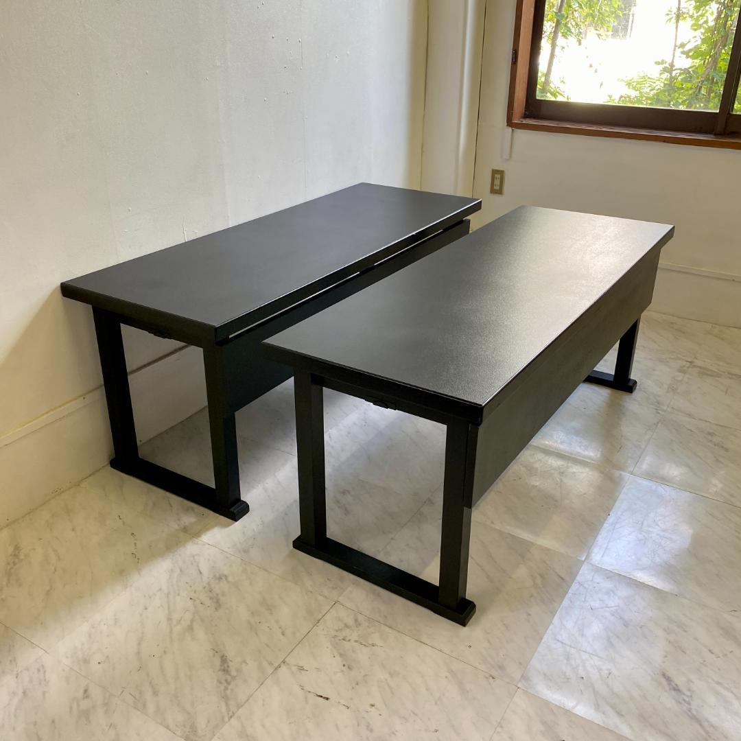 千翔 龍門堂 長テーブル 黒の木製テーブル2台セット 折りたたみ 和室