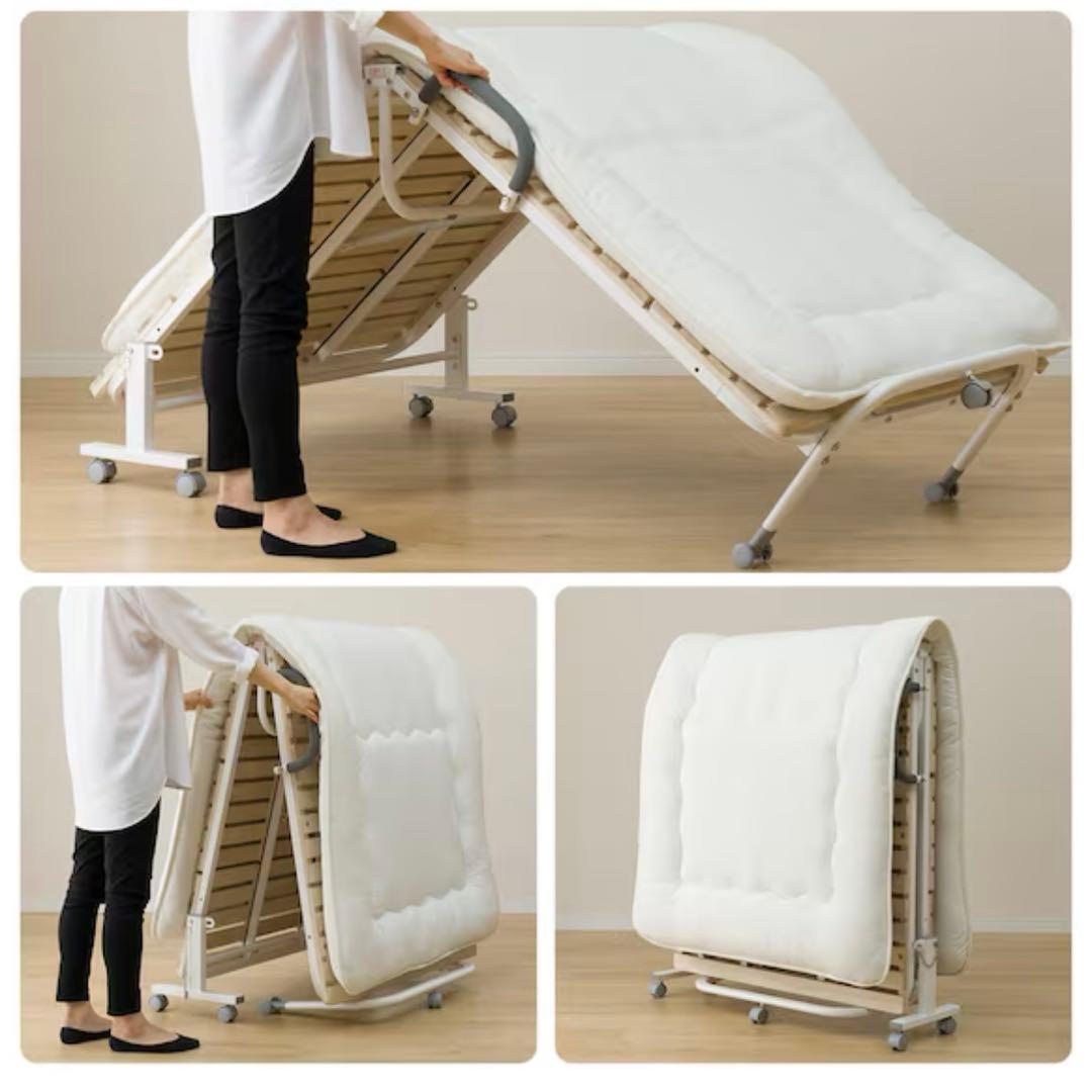 【週末値下げ】ニトリ　シングル 折りたたみ桐すのこパイプベッド