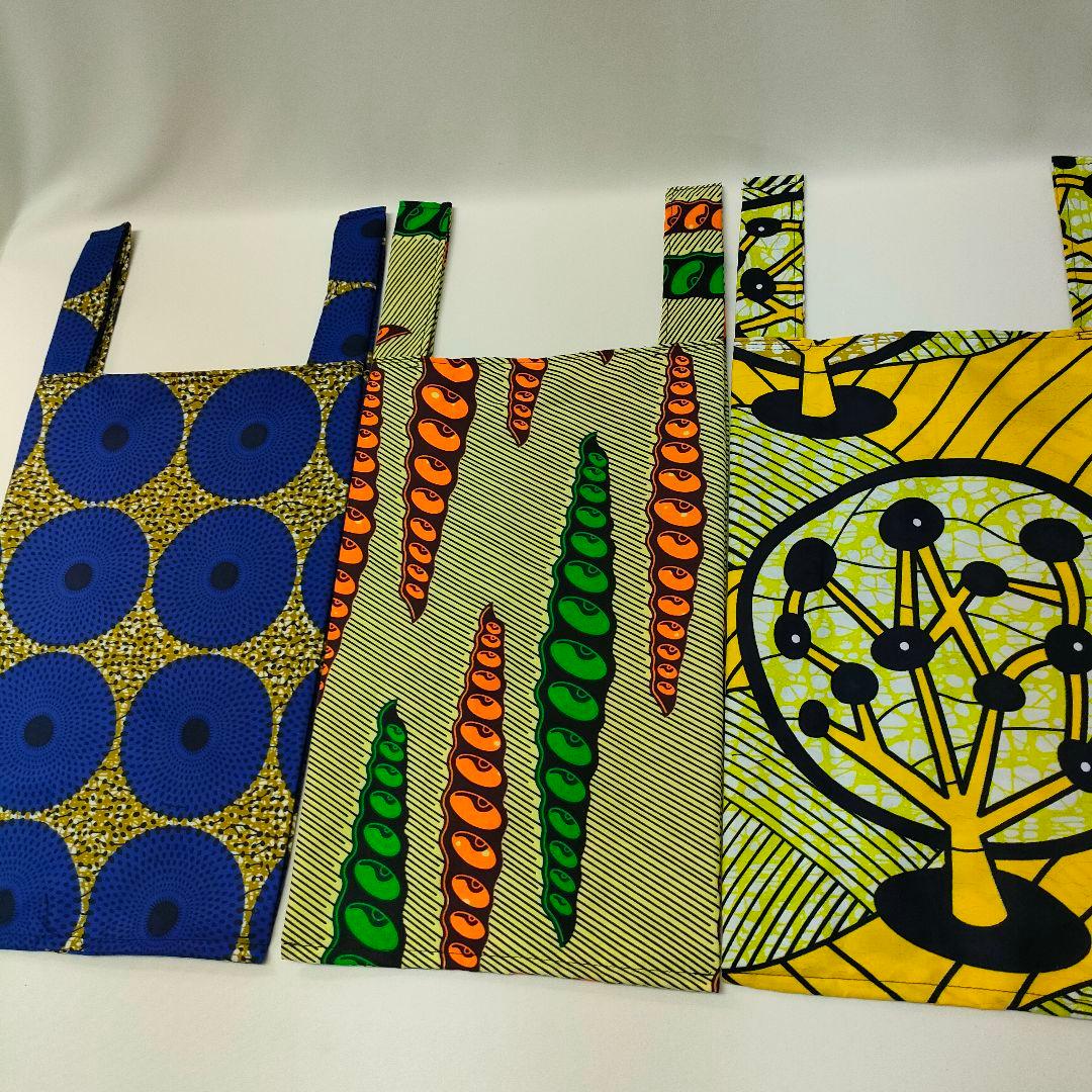 アフリカンレジ袋タイプエコバッグ　アフリカ布チビサークル